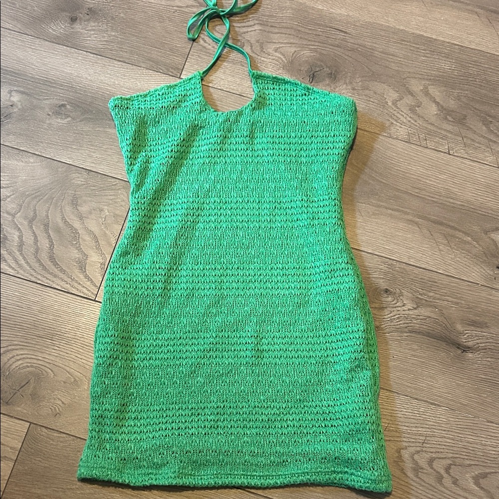SHEIN Green Crochet Mini Dress